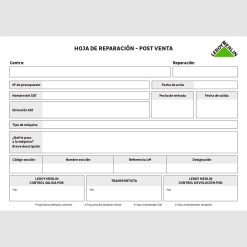 Talonario hoja de reparación SPV