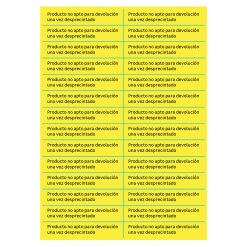 Pegatinas no apto para devolución