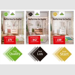 Díptico Reforma tu baño Packs (Start, Quality o Lux / Estándar, Óptimo o Plus)